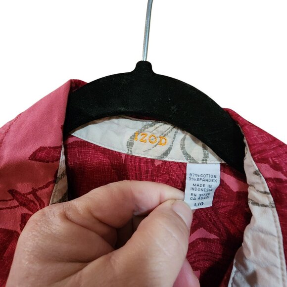 Izod Womens Red Floral Button-Up Shirt Size L - Picture 3 of 3